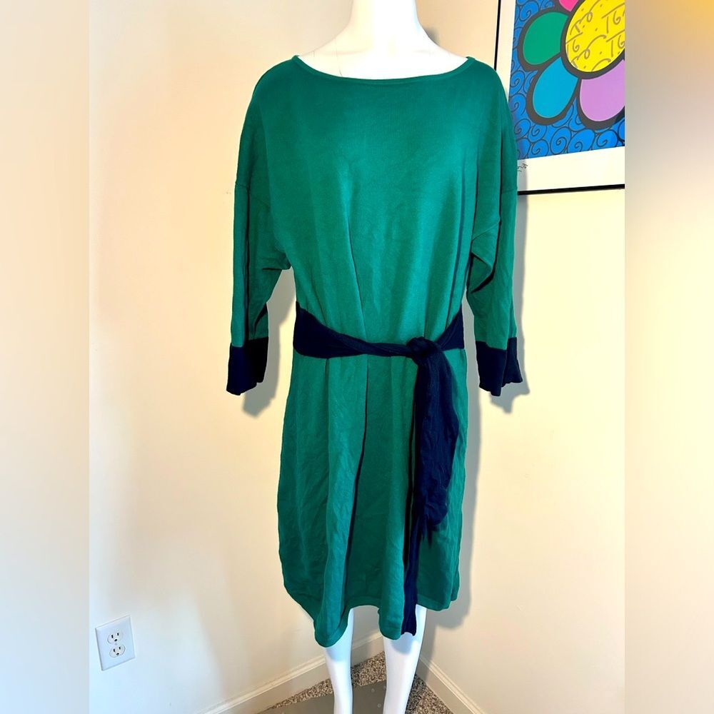 Boden Womens Green Blue WoolSweater Dress Size 18